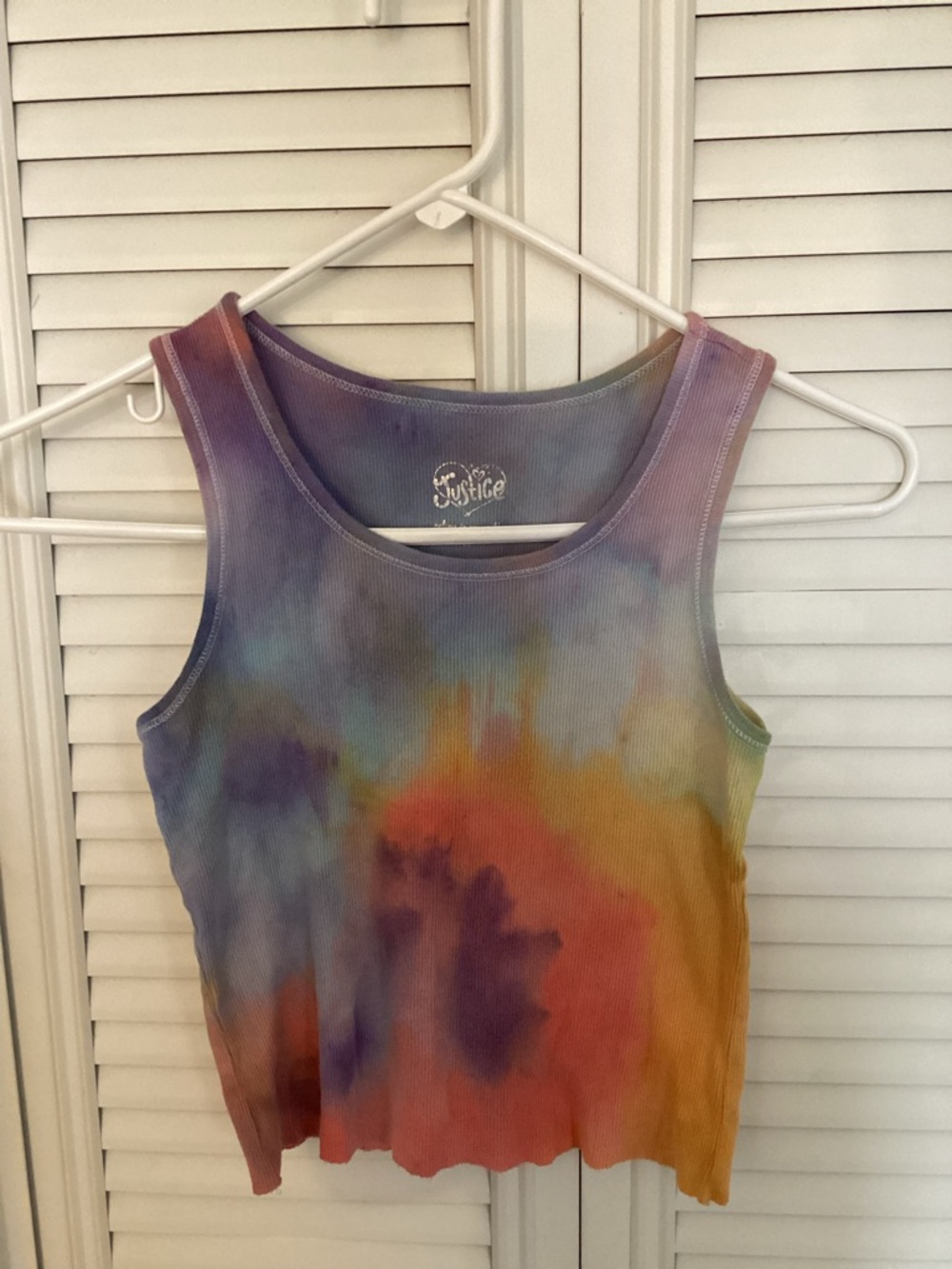 Justice Ribbed Tie-Dye Tank Top - Purple, Orange, Yellow, Blue